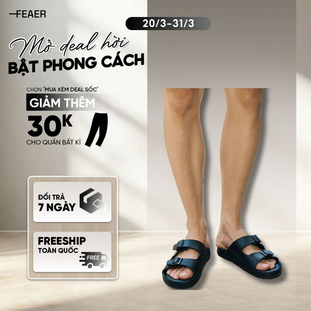 Dép Da Nam Quai Ngang Feaer Chất Liệu Da Cao Cấp - FEAER