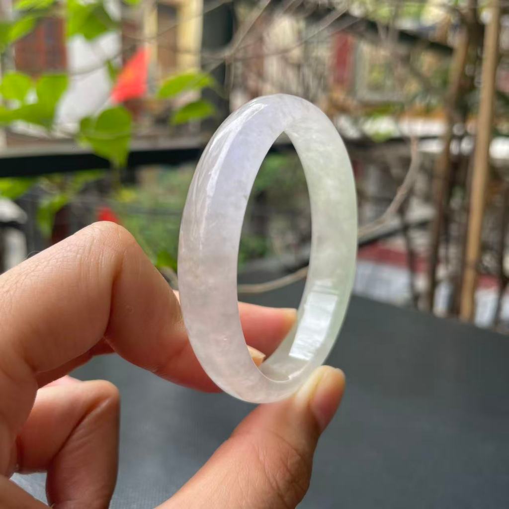 433 - Ni tay 54 (Bản hẹ ni 52-53) Vòng tay quý phi (dáng oval) phỉ thúy Myanmar bán sơn bán thủy