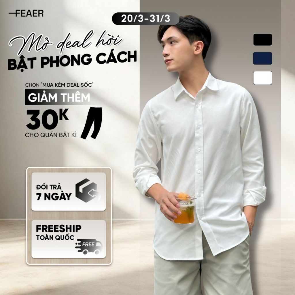 Áo sơ mi tay dài OXFORD chất liệu Oxford Basic, trẻ trung, thanh lịch - FEAER