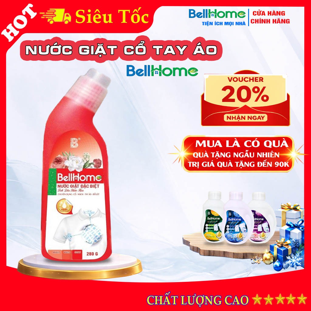 Nước Giặt Cổ Tay Áo Bell Home 280G Sinh Học Bell Home Đánh Bật Vết Bẩn Cứng Đầu Ở Cổ Áo, Cổ Tay