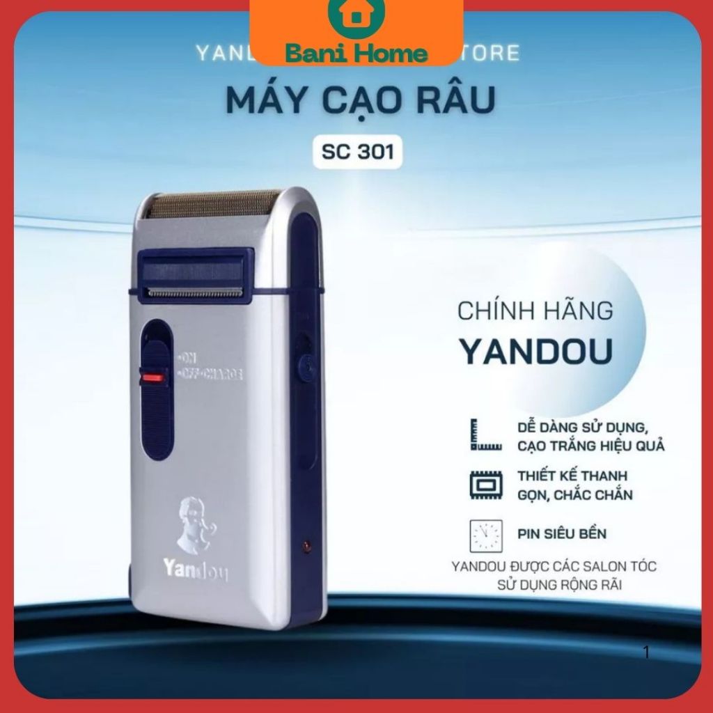 May cạo râu YANDO BaniHome pin sạc một lần dùng 3 tháng, cạo khô sạch nhanh mà không đau rát