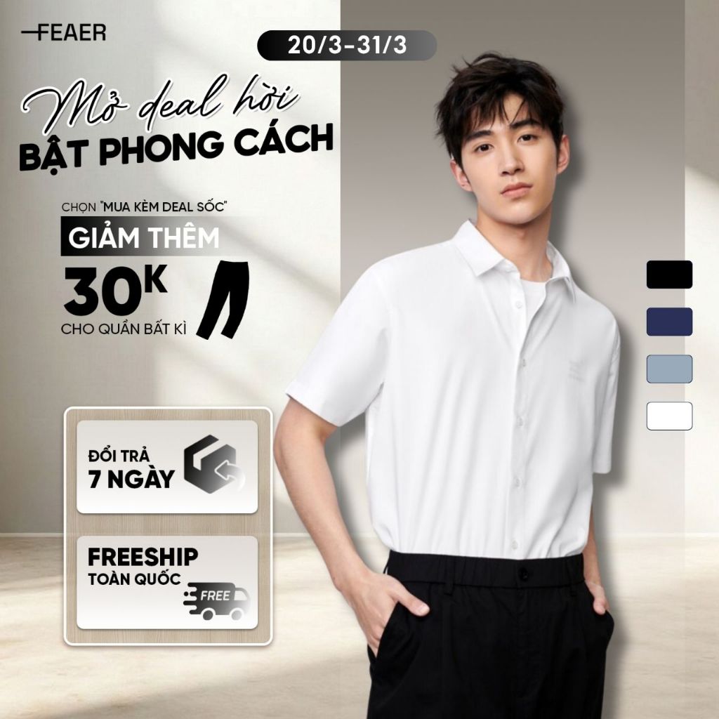[GIÁ CỰC TỐT]  Áo sơ mi FEAER DENIM thoáng khí nhẹ thoải mái chất lụa BASIC SHORT