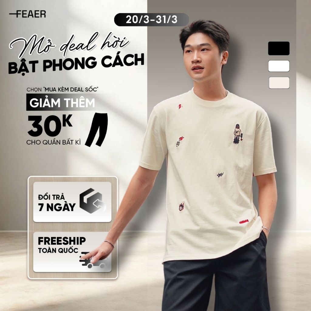 Áo thun cổ tròn SLAY BOY chất liệu cotton, thấm hút mồ hôi, thoáng mát, chuẩn form - FEAER