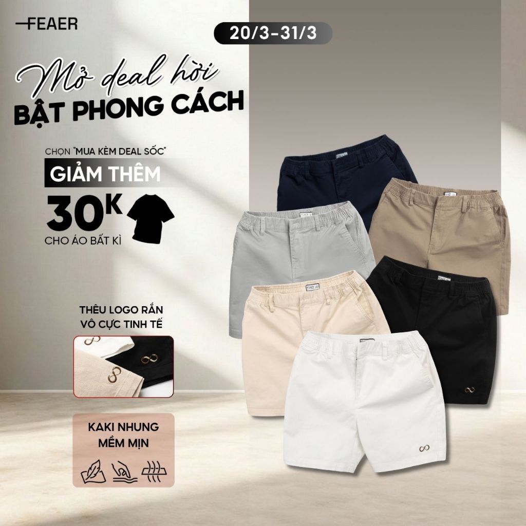 Quần short kaki nam Infinity Agile, form trên gối,co giãn dễ chiu, mềm mịn, tôn dáng - FEAER
