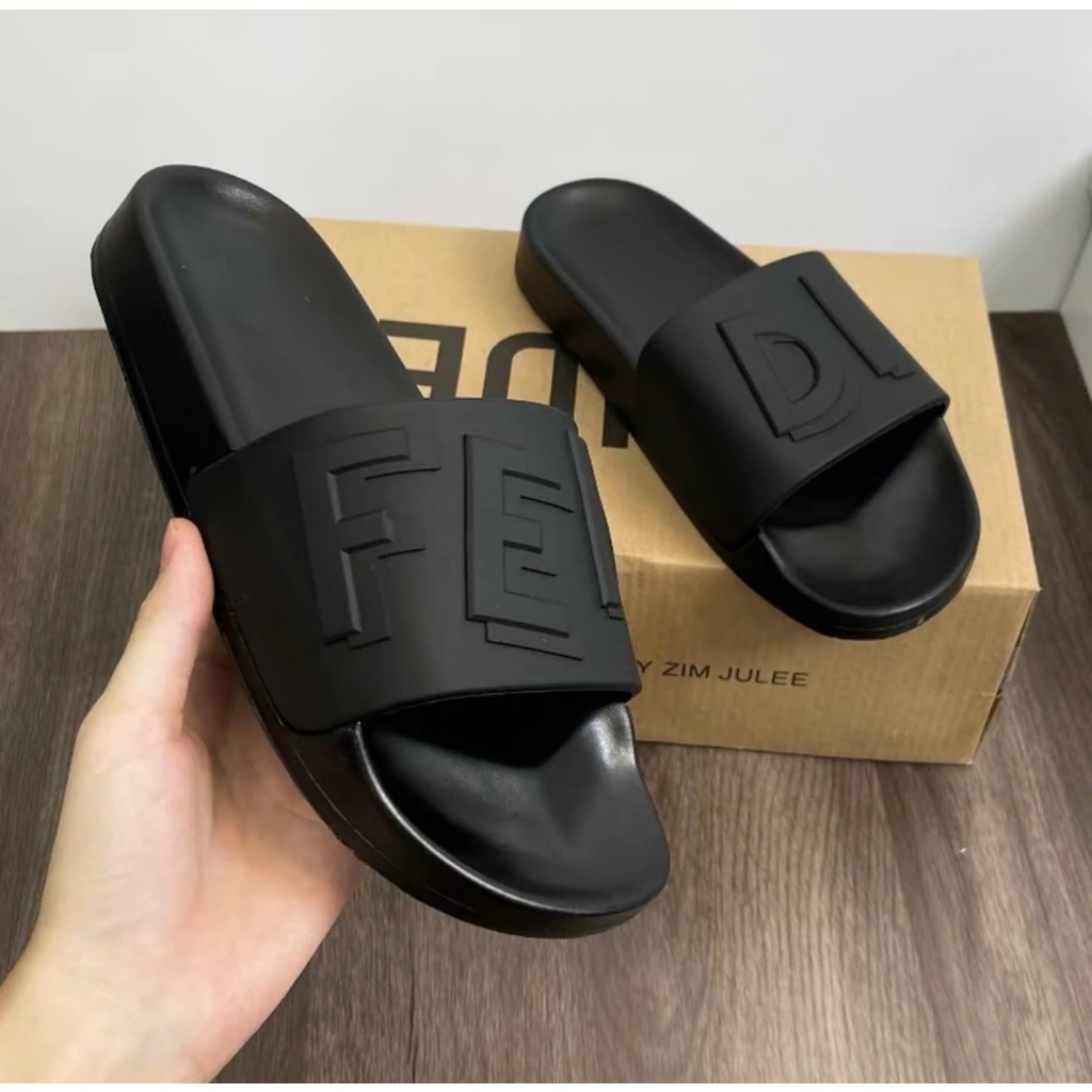 Dép lê nam FenDi quai cao su đúc nguyên khối không mùi, đế cao đi êm thoải mái không thấm mồ hôi châ