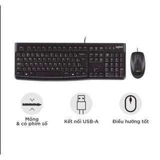 Combo Bàn Phím và Chuột Có Dây Logitech MK120| Kết nối USB |Fullsize, có phím số, bền bỉ, chống tràn-bảo hành 3 năm