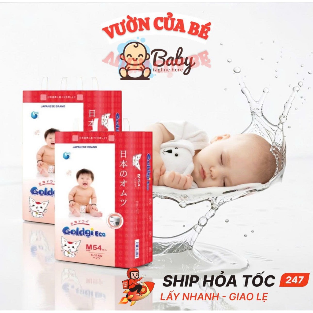 Tã/Bỉm Quần Goldgi Eco Size M L XL XXL Mềm Mịn Thoáng Khí Có Tem Phụ Chính Hãng