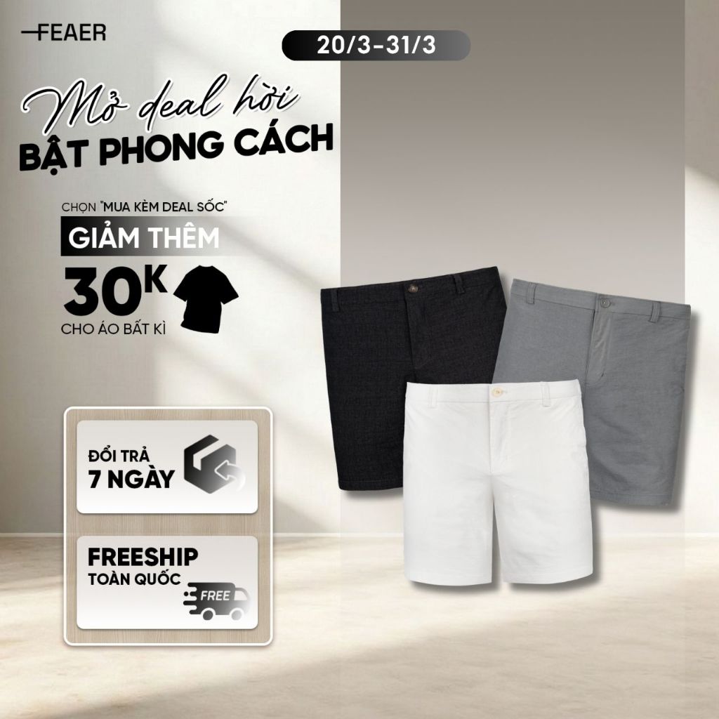 [GIÁ CỰC TỐT] Quần short nam LINEN co giãn, thoải mái, trẻ trung - FEAER
