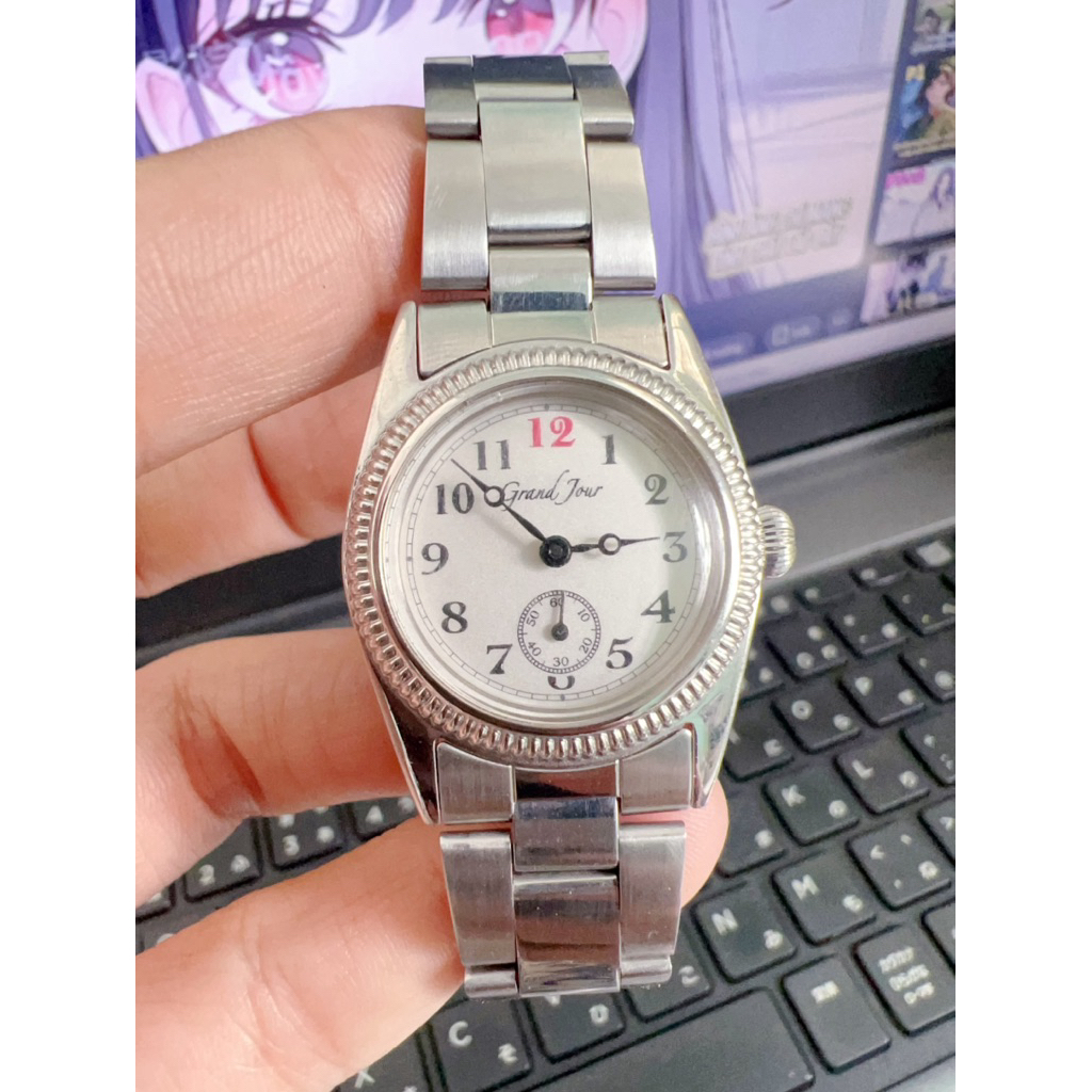 Đồng hồ nữ hiệu máy pin 2hand - Grand Jour, kim rốn - size mặt 27cm, size tay ~ 14.5cm