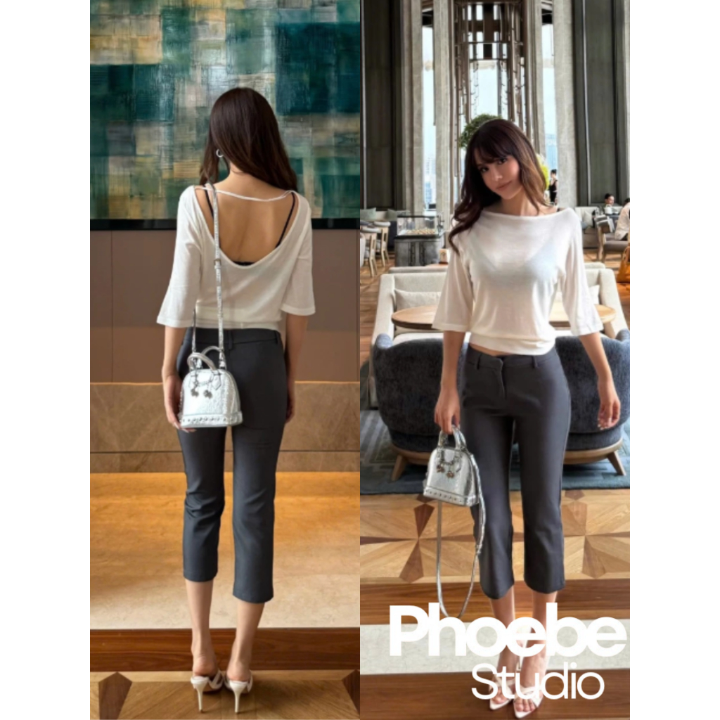 Áo Thun Giấy Lưng Đổ, Tay Lửng  -  Phoebe Studio [MH26AO338]