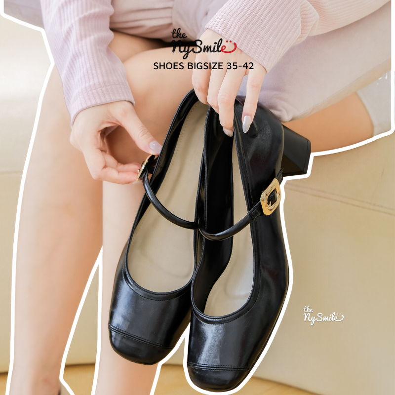 Giày nữ bigsize (35-42) cao gót nữ mũi vuông 5P, mang đi học, đi làm - THE NYSMILE - MIU