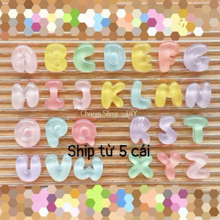 [Đi Đơn 5 cái] Charm Chữ Cái Trong Suốt Trang Trí Mũ Bảo Hiểm, Ốp Lưng