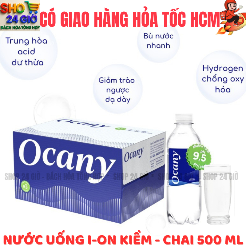 Nước uống i-on kiềm Ocany Thùng 24 chai 500ml