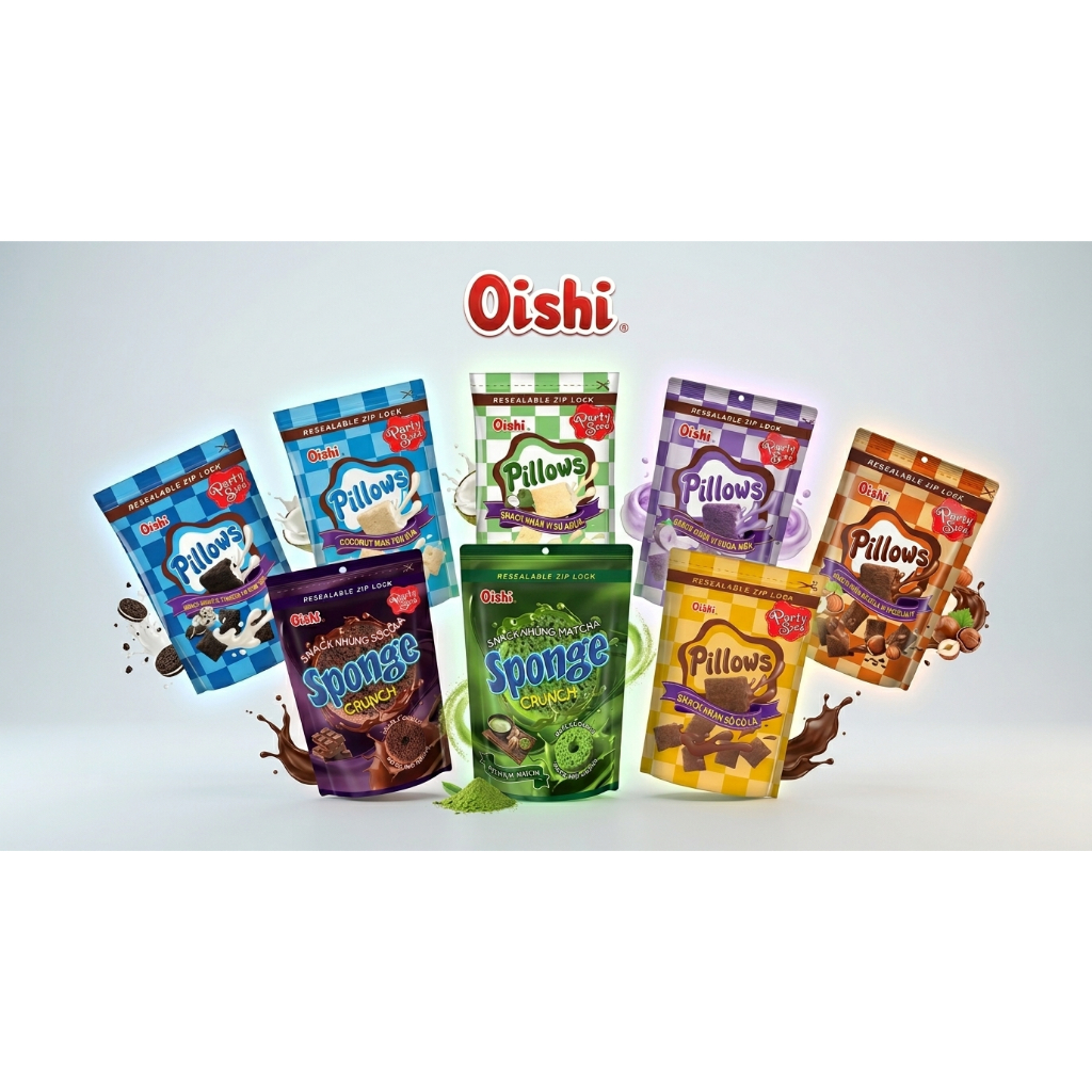 Combo 5 Oishi Pillow Nhiều Vị – Ăn Vặt Giòn Tan – Snack Ngon Giá Rẻ