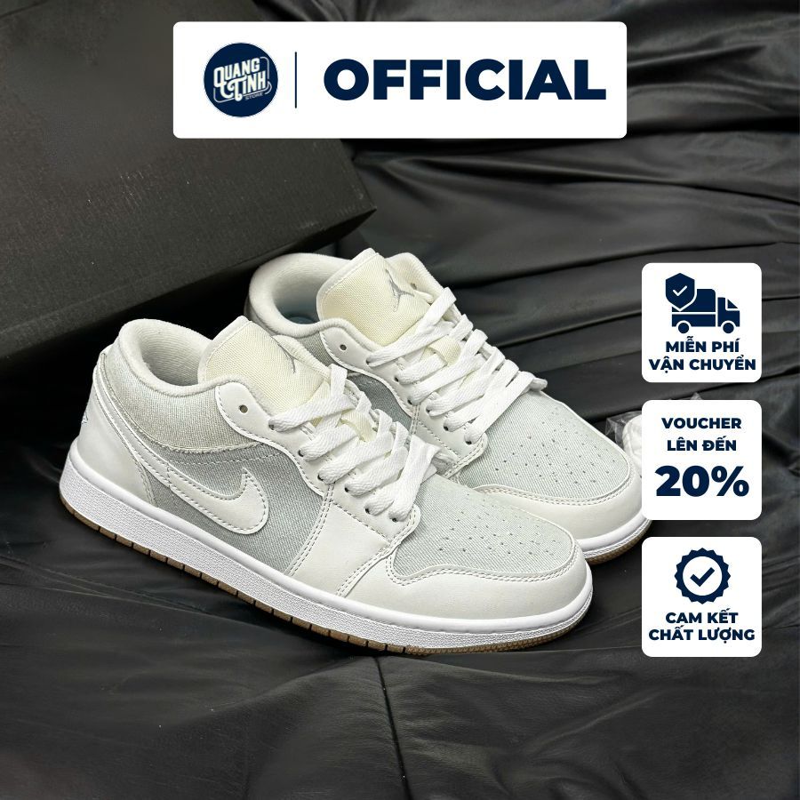 Giày Jordan 1 Low Denim Trắng 2025 - Sneaker Cổ Thấp Denim Cao Cấp Đế Gum Full Size Nam Nữ