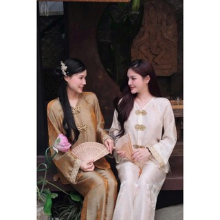 [ Dáng Suông ] Pháp Phục Tằm Tencel Cổ V tay Phối Sang Chảnh Đính Cúc Tết - Mã P9