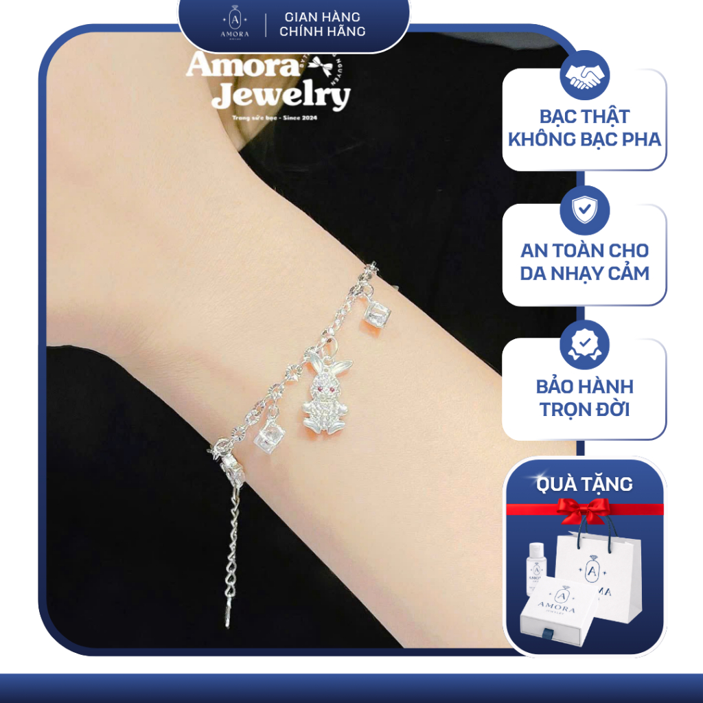 Lắc tay nữ AMORA bạc ta mix charm hộp sao dễ thương AMORA JEWELRY LT382