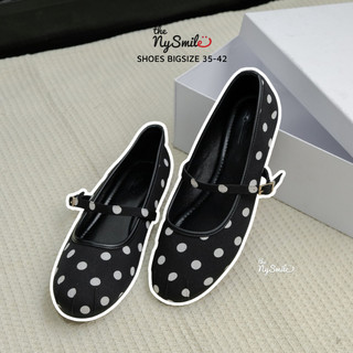 Giày nữ BIG SIZE ( 35 - 40 ) Giày Búp Bê Nữ Phối Chấm Bi 1P xẻ ngón , búp bê 1p mũi tròn - THENYSMILE - SUBI