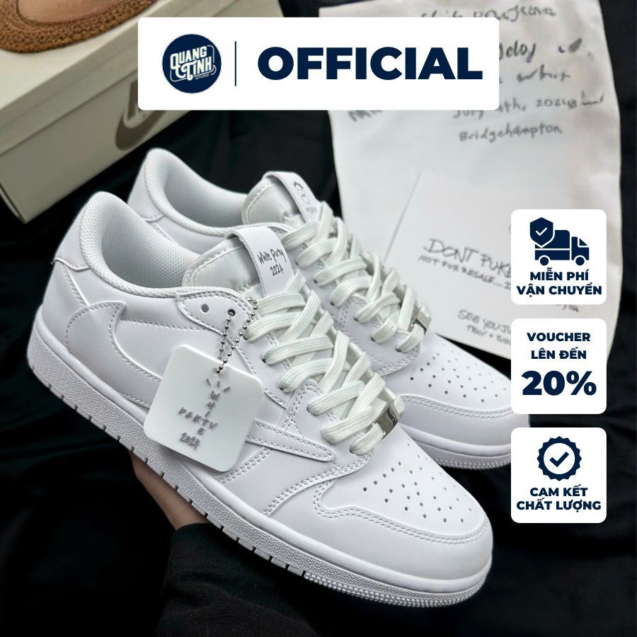 Giày JD 1 Low Travis Scott White Sail 2026 - Bản Cao Cấp Reverse Swoosh - Nam Nữ Full Box
