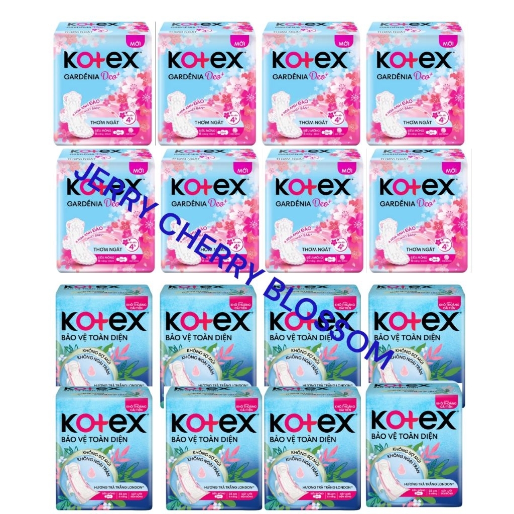 Lốc 8 gói băng vệ sinh Kotex bảo vệ toàn diện/hoa anh đào 8 miếng/gói