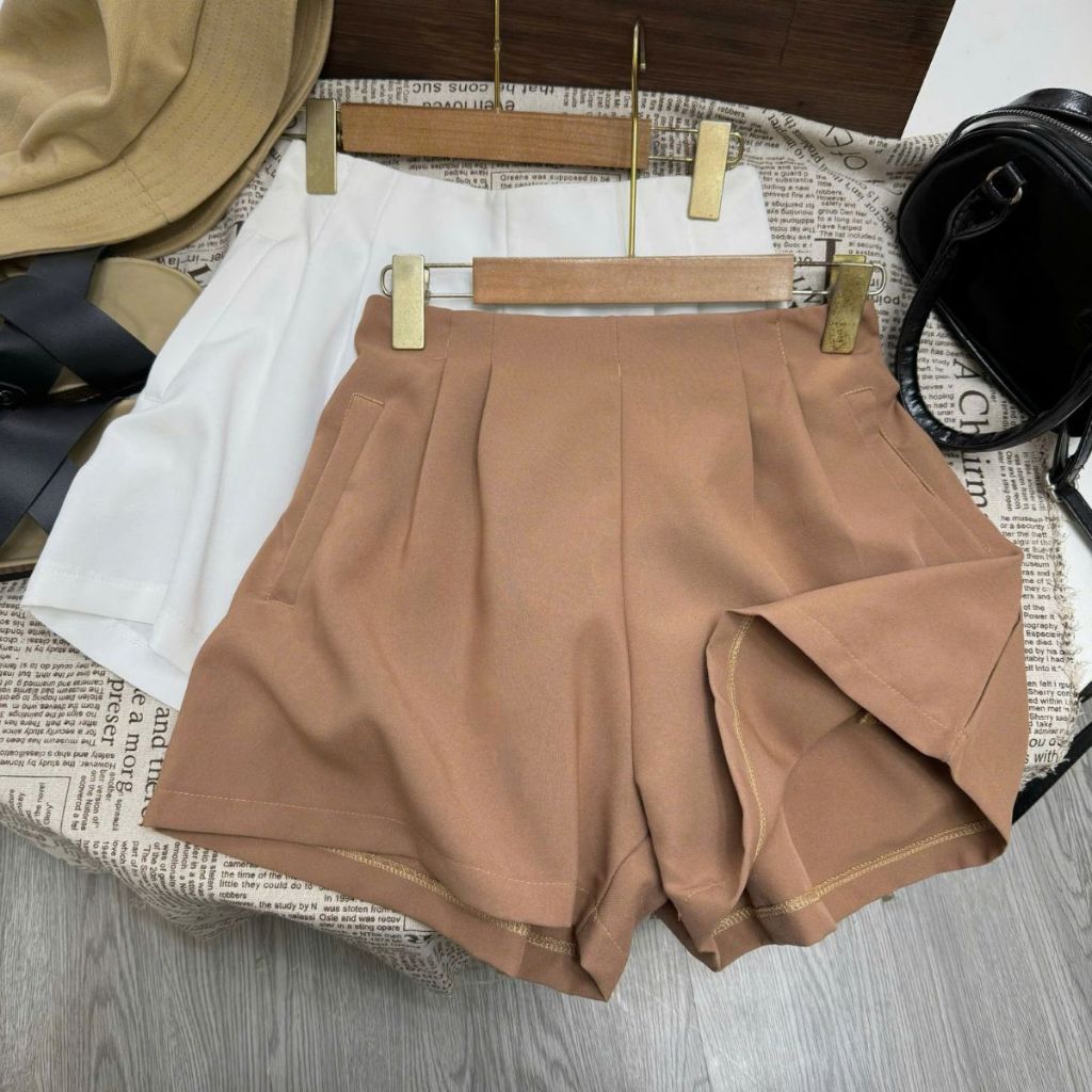 Quần đùi xếp ly Bigsize nữ dáng chữ A đai cao lưng thun co giãn không có nút và khóa kéo Q26 | BigBuy360 - bigbuy360.vn