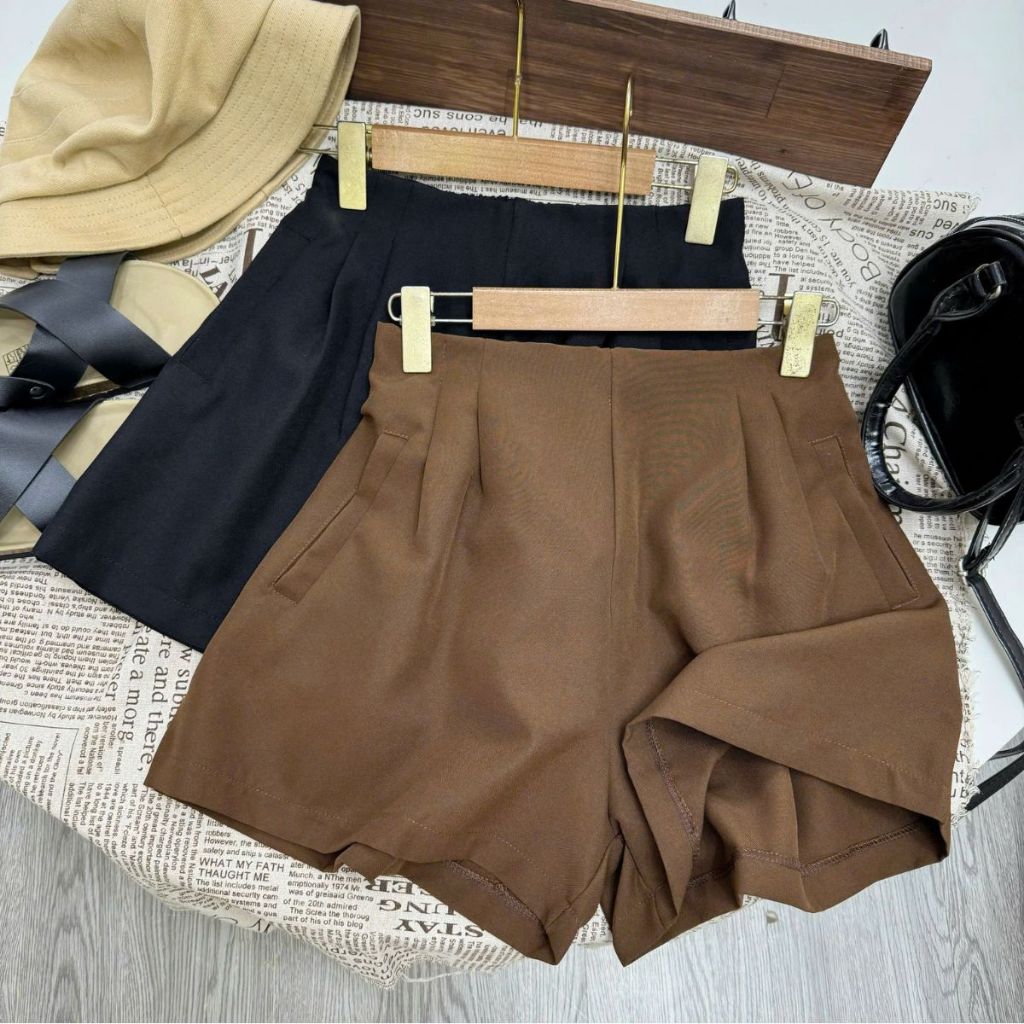 Quần đùi xếp ly Bigsize nữ dáng chữ A đai cao lưng thun co giãn không có nút và khóa kéo Q26 | BigBuy360 - bigbuy360.vn