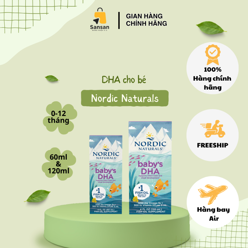 TPBVSK Siro dầu cá Nordic Naturals Baby's DHA cho bé sơ sinh từ 0-12 tháng tuổi 60ml và 120ml - Nội 