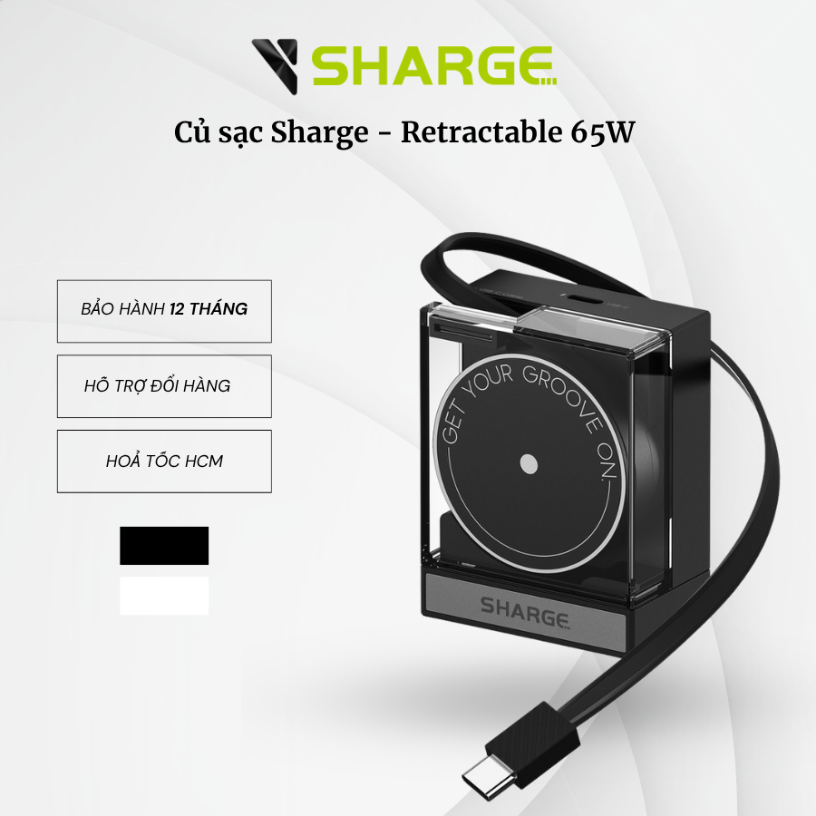 Củ sạc Sharge - Retractable 65W Chính Hãng