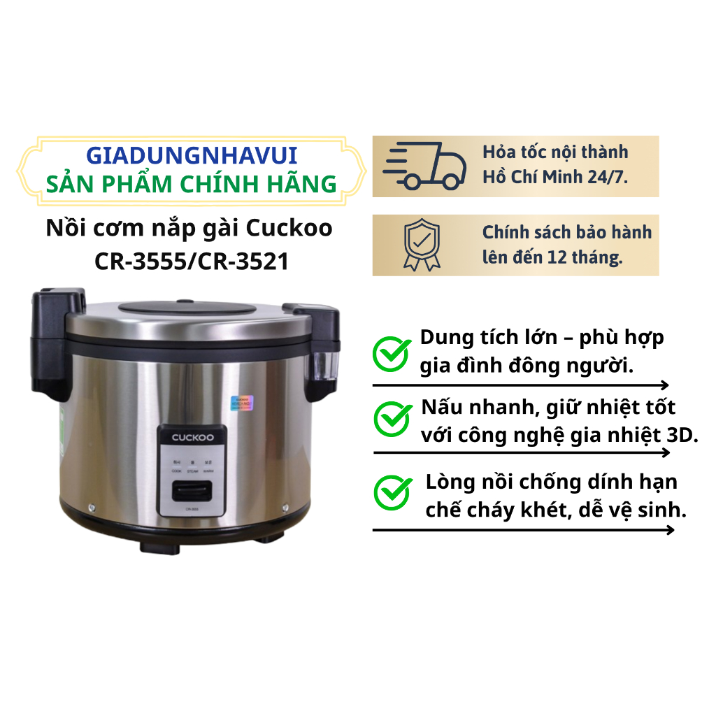 Nồi cơm nắp gài Cuckoo CR-3555/CR-3521