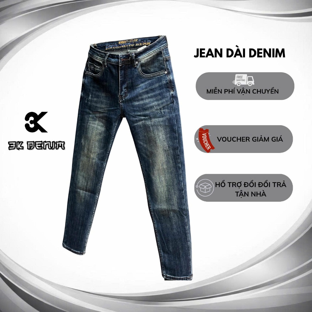 [3K DENIM] Quần Jean Denim Guangzhou-3K1941 Màu Xanh Was Phủ Rêu Lưng Thêu TunR1990 Mẫu Mới J4005.