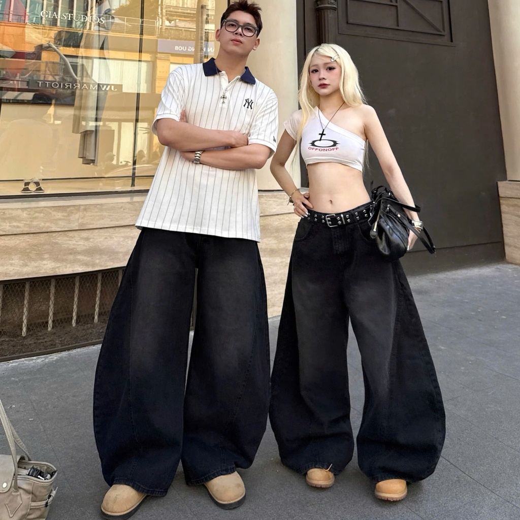 Quần Jeans Dài Ống Bí PREMIUM NQ30FORUM Form Rộng Wash Tôn Dáng Nam Nữ Unisex | BigBuy360 - bigbuy360.vn