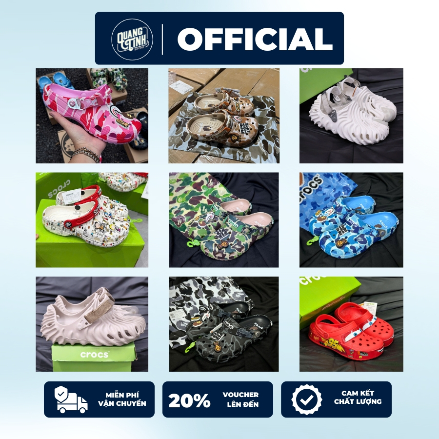 Dép Crocs Clog 2026 Bản Collab BAPE Camo x Salehe Bembury x Peanuts Cao Cấp Cho Nam Nữ Full Box Tag