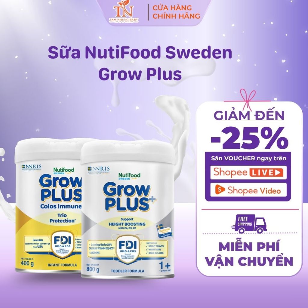 Sữa NutiFood Sweden Grow Plus 800g – Tăng Cân, Tăng Sức Đề Kháng, Dành Cho Bé Suy Dinh Dưỡng – Tâm N