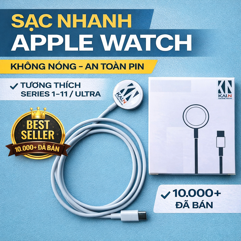 Dock Sạc Apple Watch Sạc Nhanh – Đế Sạc Apple Watch Series 4 5 6 7 8 9 10 11/ Ultra 1 2 3/ SE Kai.N