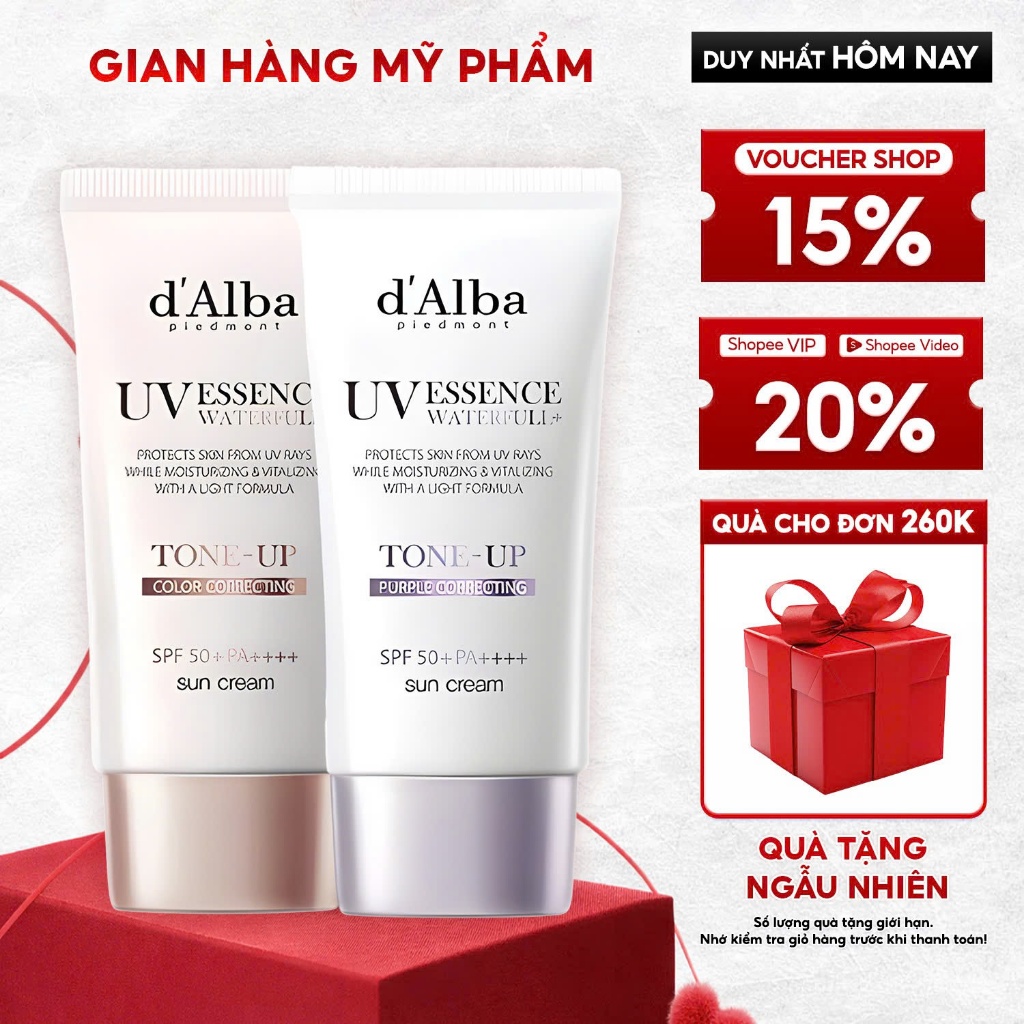 [d'Alba Official] Kem chống nắng nâng tone Tím d'Alba White Truffle Tone Up Sunscreen (Purple) 50ml