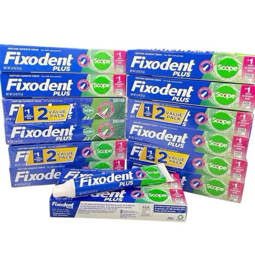 Keo dán răng giả Fixodent Plus Scope Secure 57g Mỹ