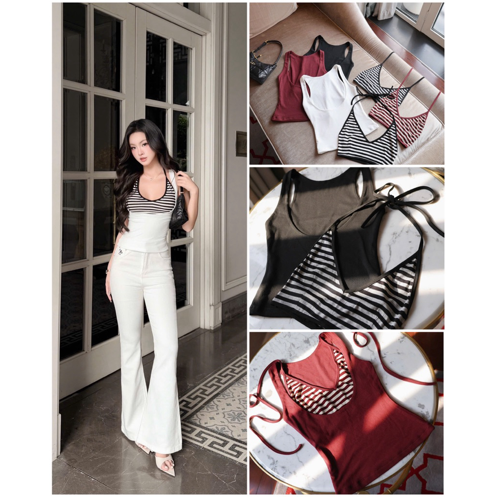 Áo Thun SM Phối Kẻ Màu Xinh Xắn 𝐃𝟐𝐓 𝐒𝐓𝐎𝐑𝐄