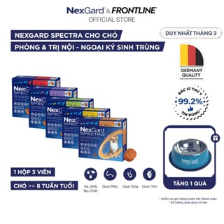 NexGard SPECTRA - Viên nhai phòng & trị nội, ngoại ký sinh (ve, rận, bọ chét, ghẻ demodex, sarcoptes, giun) dành cho Chó