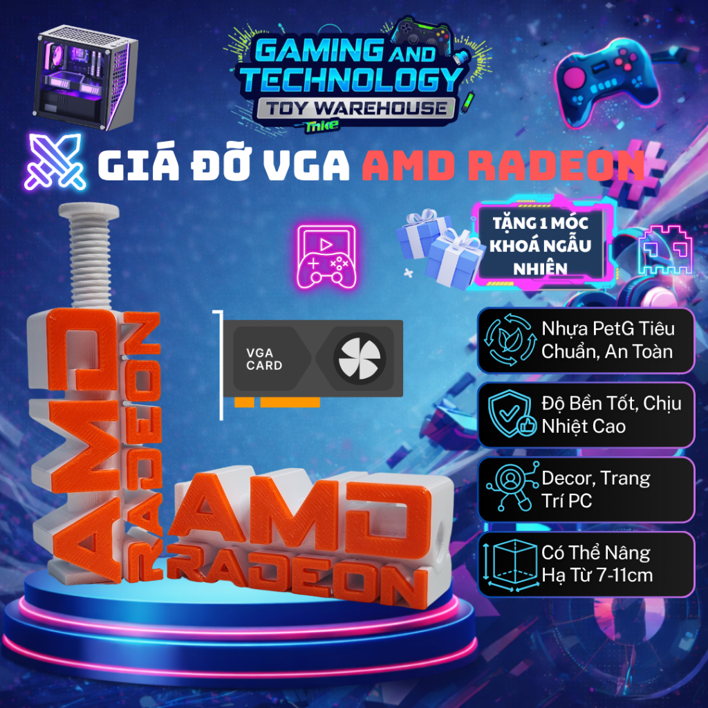 Giá Đỡ VGA AMD Radeon Adjustable GPU Support – Chống Sag VGA, Đỡ Card Màn Hình, Phụ Kiện Decor Case
