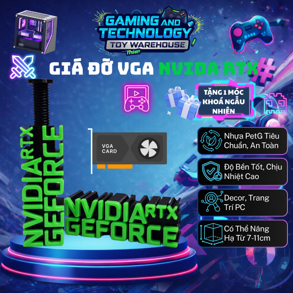 GPU Support NVIDIA GeForce RTX – Giá Đỡ Card Màn Hình Chống Sag VGA, Phụ Kiện Trang Trí PC Gaming.