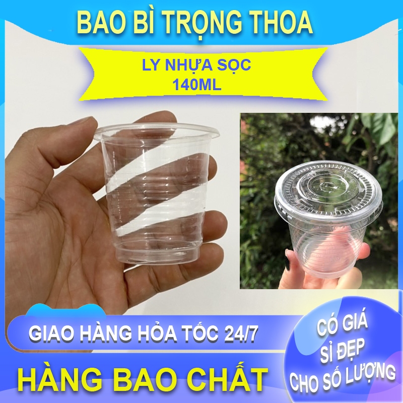 Ly nhựa nhỏ dùng 1 lần 140ml kèm nắp combo 50 cái