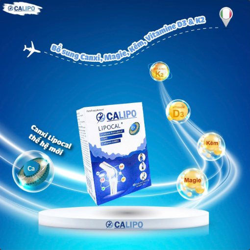 CALIPO - Canxi Lipocal, Bổ sung Canxi, Magie, Kẽm, Vitamin D3, Vitamin K2