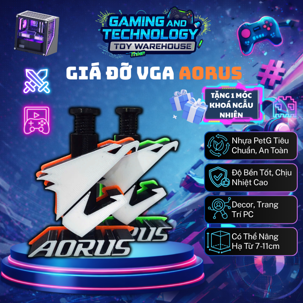 GPU Support AORUS – Giá Đỡ Card Màn Hình Chống Sag VGA, Phụ Kiện Trang Trí Case PC Gaming, Adjustabl
