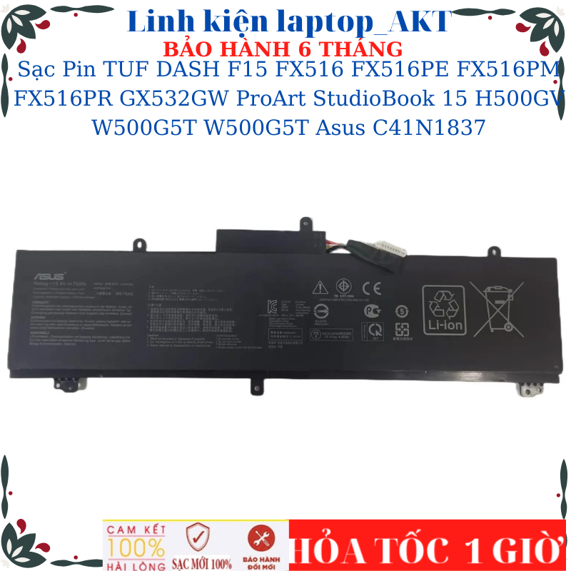 Sạc Pin Ásus TUF DASH F15 FX516 FX516PE FX516PM FX516PR GX532GW ProArt StudioBook 15 H500GV W500G5T 