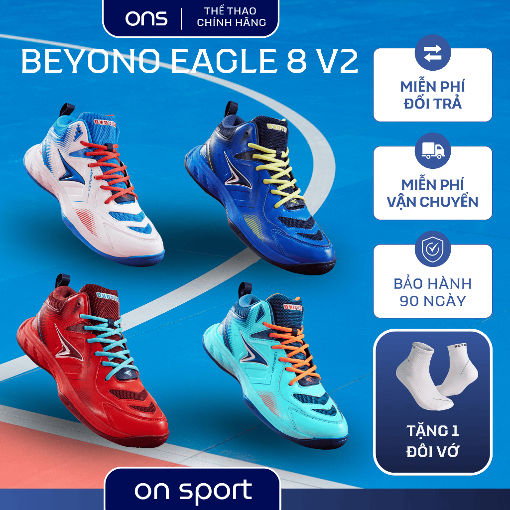 Giày Bóng Chuyền BEYONO EAGLE 8 V2 Chính Hãng – Chuyên Sân Bê Tông, Đế Bền, Chống Mài Mòn