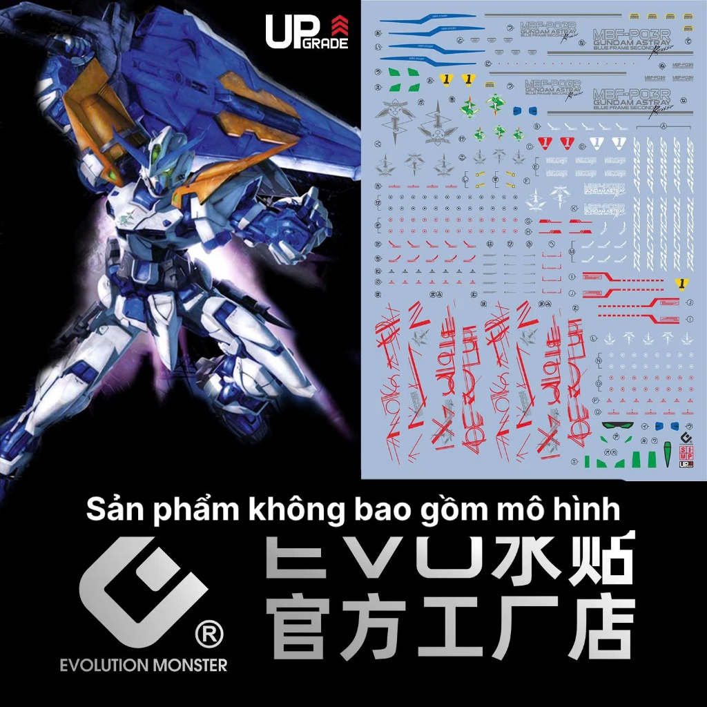 [EVO] Decal/Đề can nước mô hình Gundam MG Astray Blue Frame Second Revise