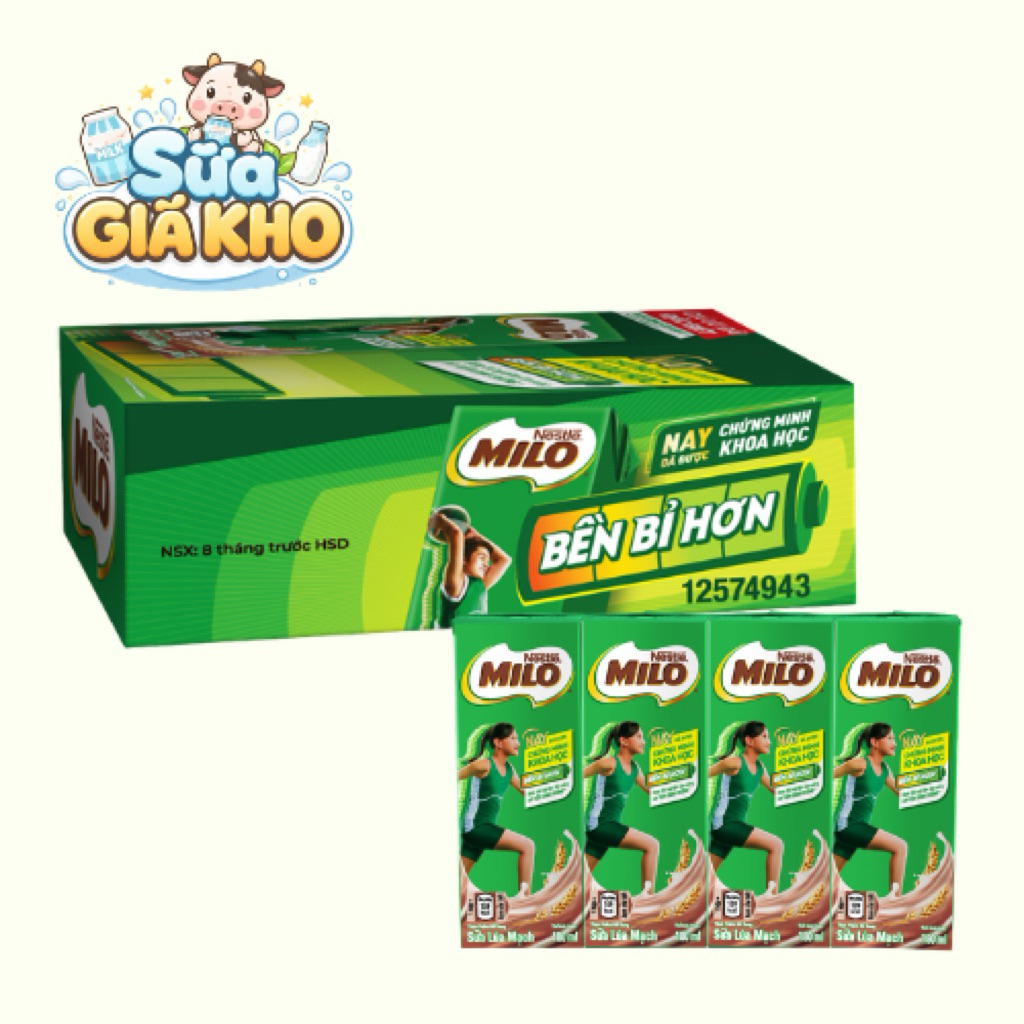 MILO - Thùng 48 hộp 180ML sữa lúa mạch CÓ ĐƯỜNG Milo