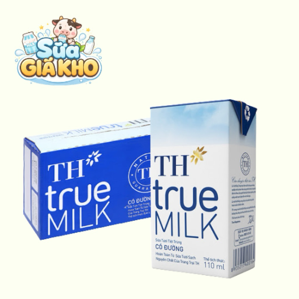 TH TRUE MILK - Thùng 48 hộp 110ML sữa tươi CÓ ĐƯỜNG TH True Milk