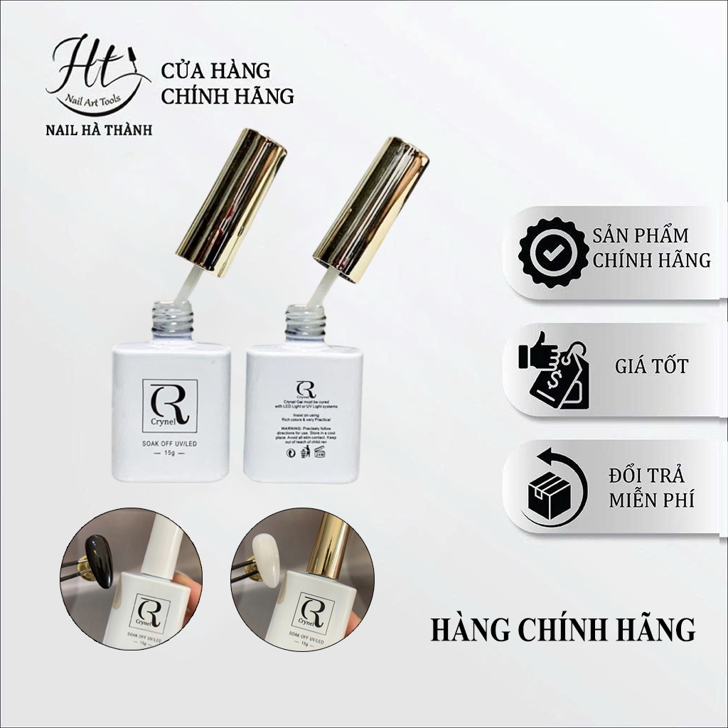 Sơn gel Crynel màu đen, trắng, trắng sữa, nước gạo, sữa chua chất mướt xịn, hàng chính hãng 15ml