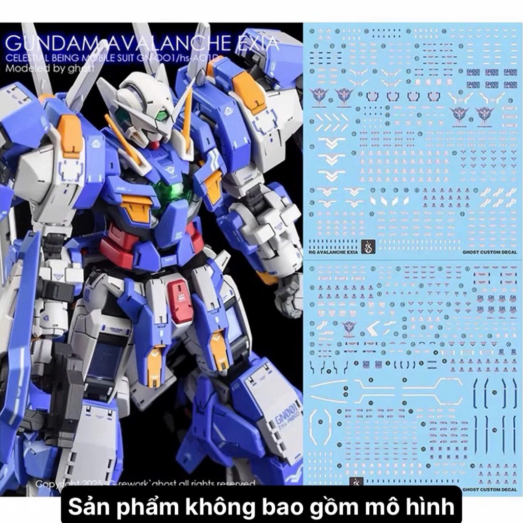 [Ghost] Decal/Đề can nước mô hình RG 1/144 Avalanche Exia Gundam
